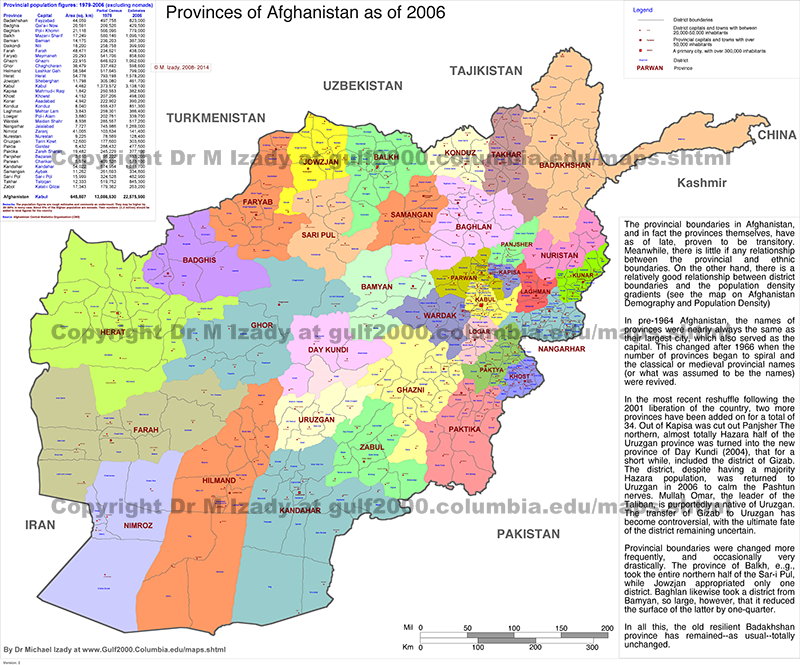 Provinces of Afghanistan, 2006