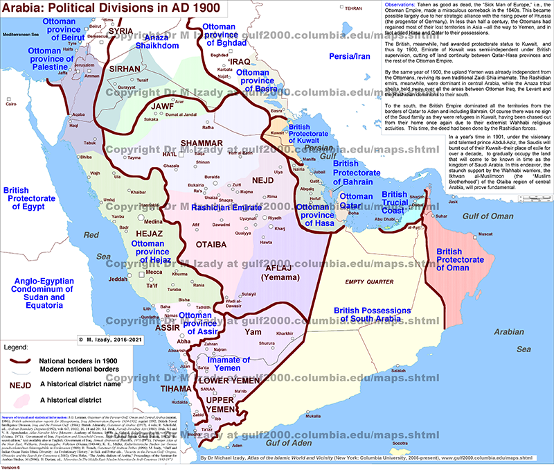 Arabia: Political Divisions in AD 1900