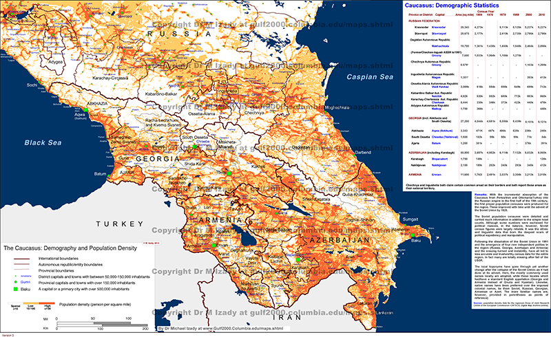Caucasus, Demography and Population Density