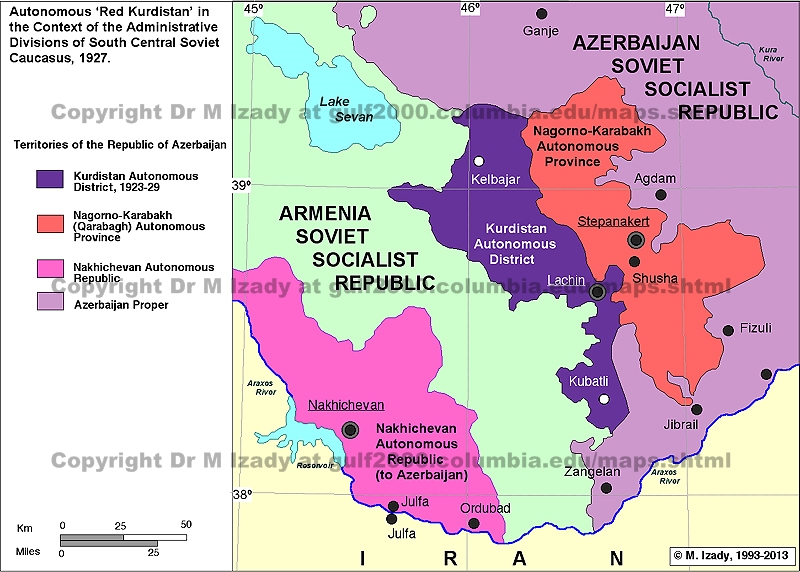 Soviet "Red" Kurdistan Autonomous District (Rayon) in the Caucasus
