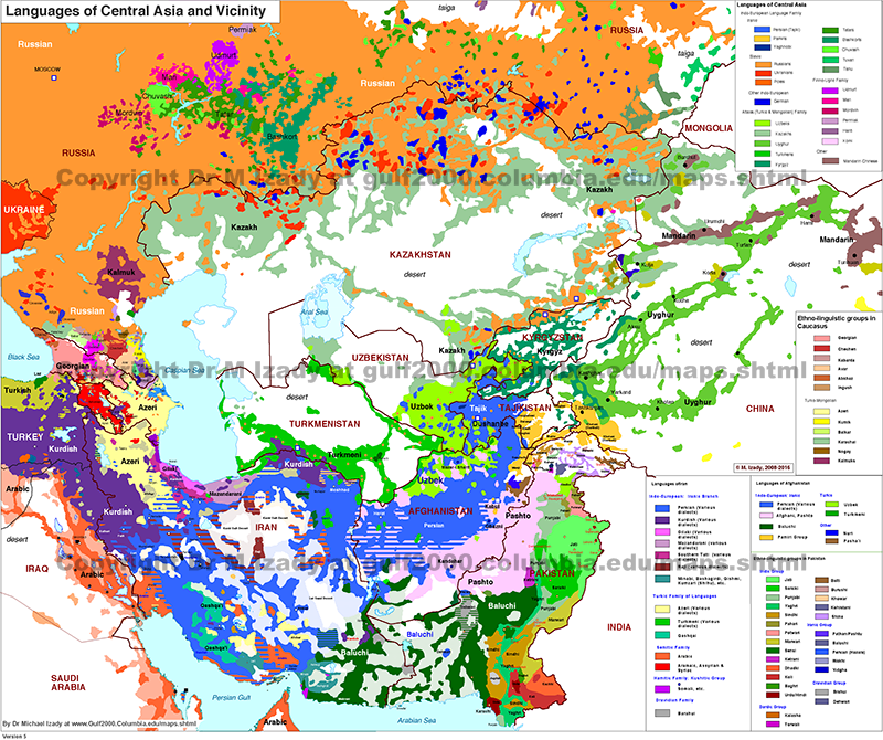Central Asia and Vicinity, Languages