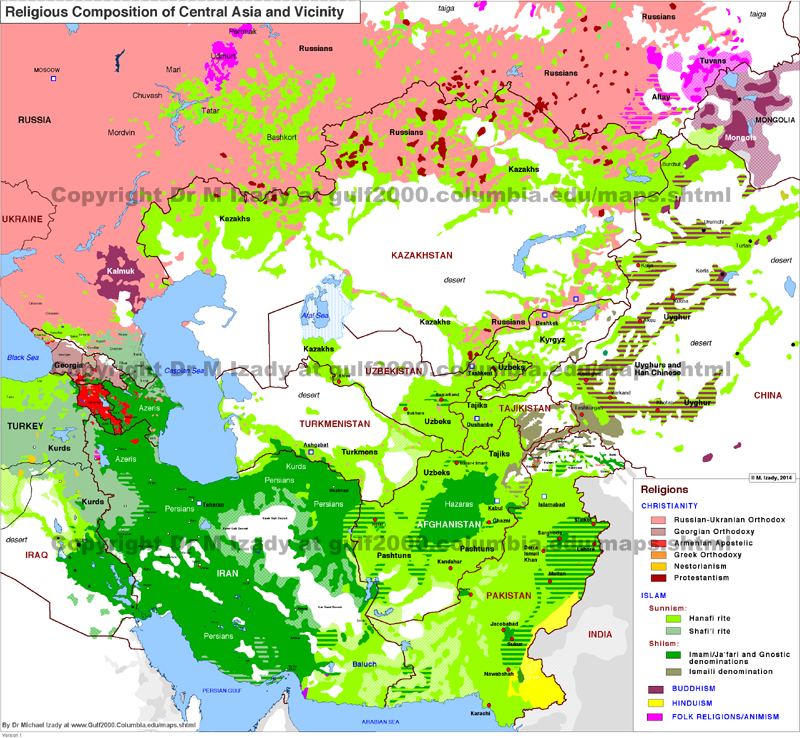 Central Asia and Vicinity Religious Composition
