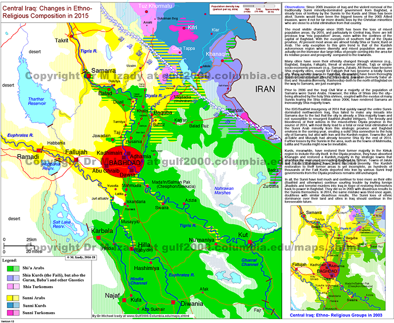 Central Iraq Ethnic Makeup in 2015 (summary)