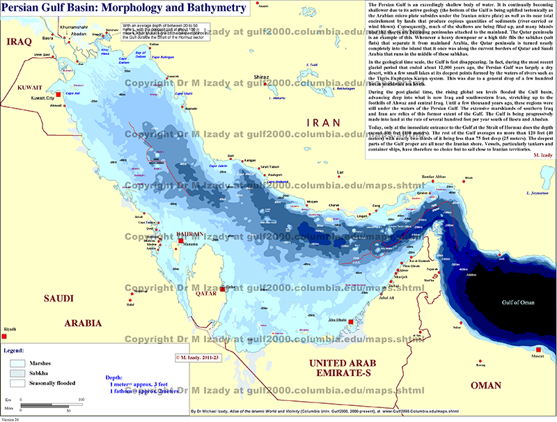 Persian Gulf, Morphology and Bathymetry