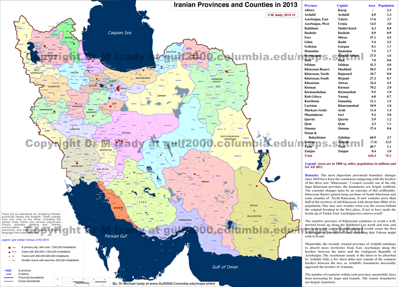 Provinces of Iran, 2013