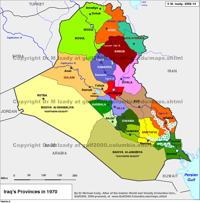 Provinces of Iraq, 1970