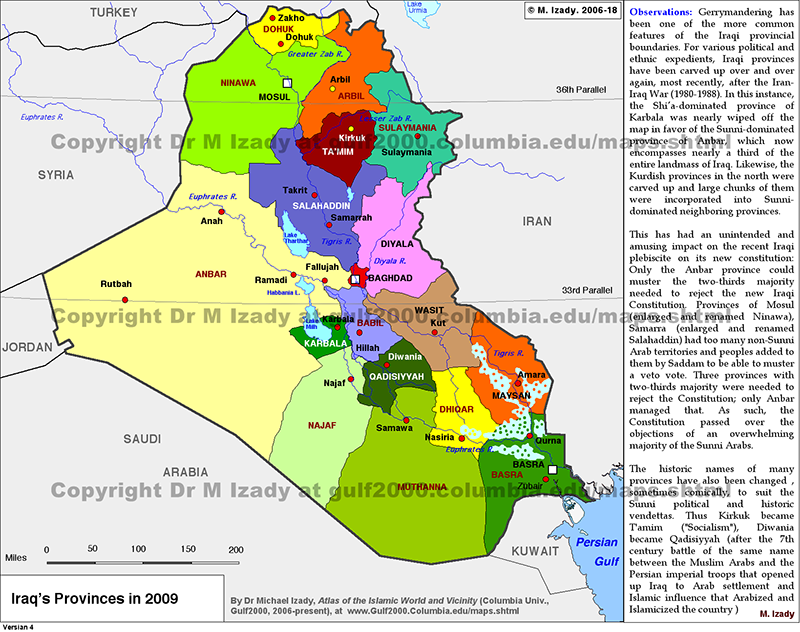 Provinces of Iraq, 2009