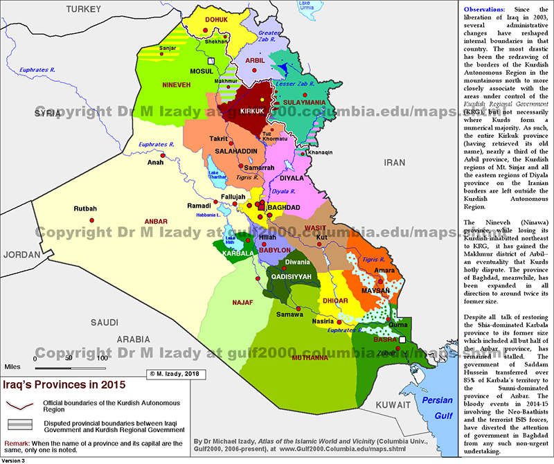Provinces of Iraq, 2015