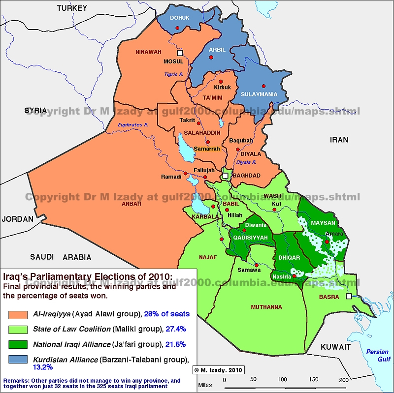 Iraqi Elections of 2010, Provincial Results
