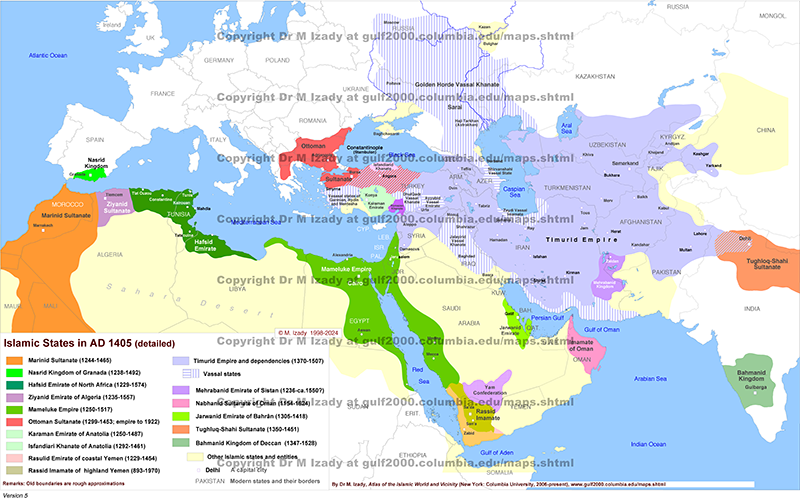 Islamic States in AD 1405 (detailed)