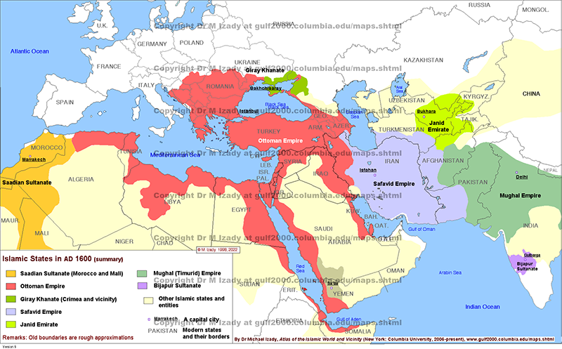 Islamic States ca. AD 1600 (summary)