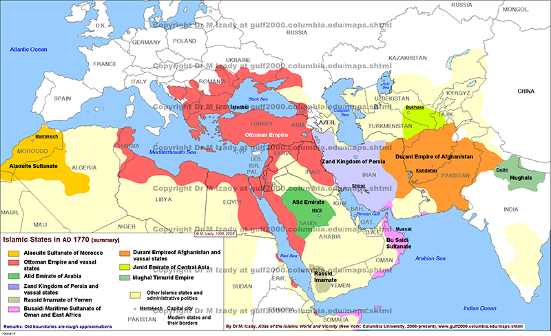 Islamic States ca. AD 1770 (summary)