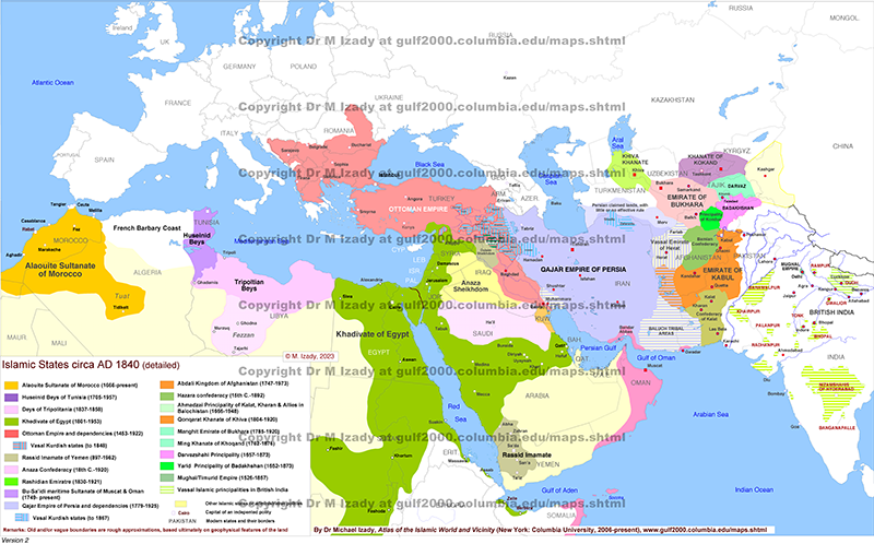 Islamic States ca. AD 1840 (detailed)