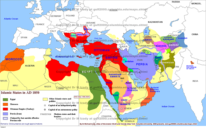 Islamic States ca. AD 1850 (summary)