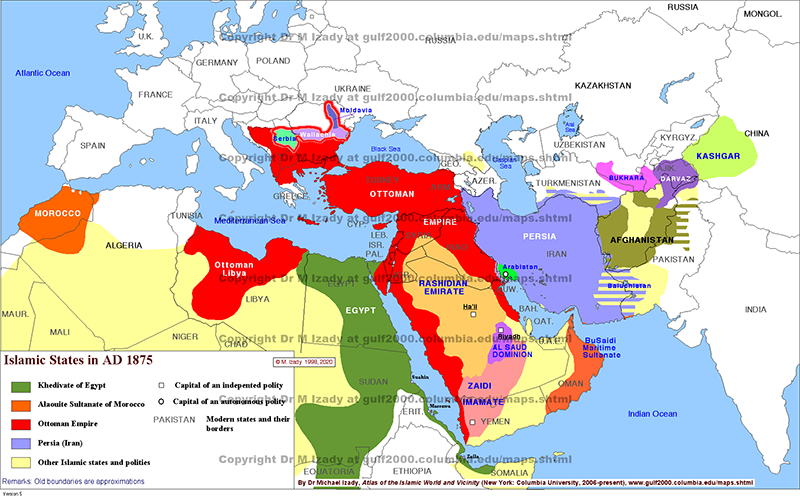 Islamic States ca. AD 1875 (summary)