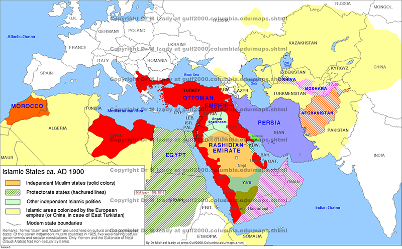 Islamic States ca. AD 1900 (summary)