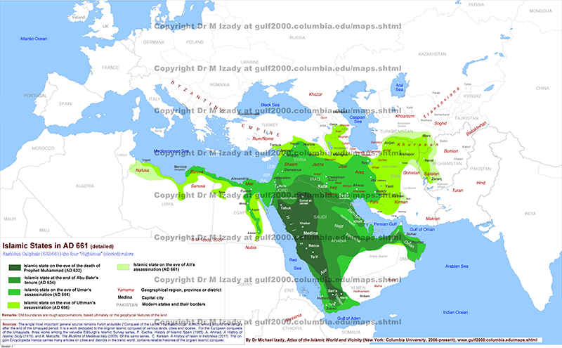 Islamic States in AD 661 (detailed)