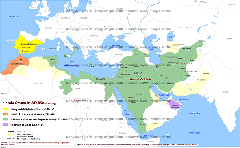 Islamic States in AD 850 (summary)