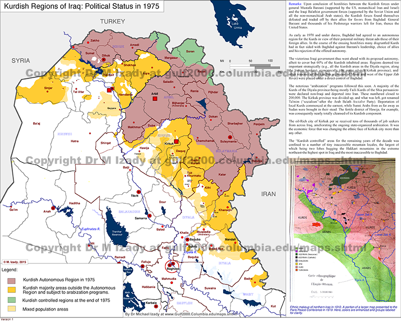 Kurdish Regions of Iraq: Political Status in 1975