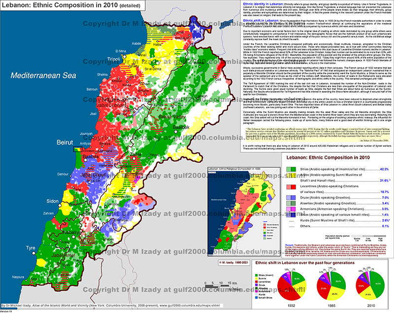 Lebanon Ethnic Composition (detailed)