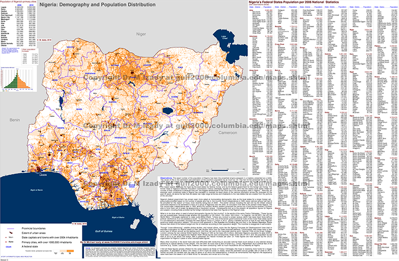 Nigeria, Demography and Population Density (detailed)
