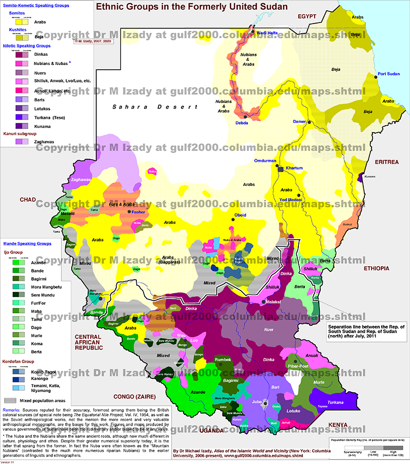 Sudan (formerly united), Ethnic Subdivisions