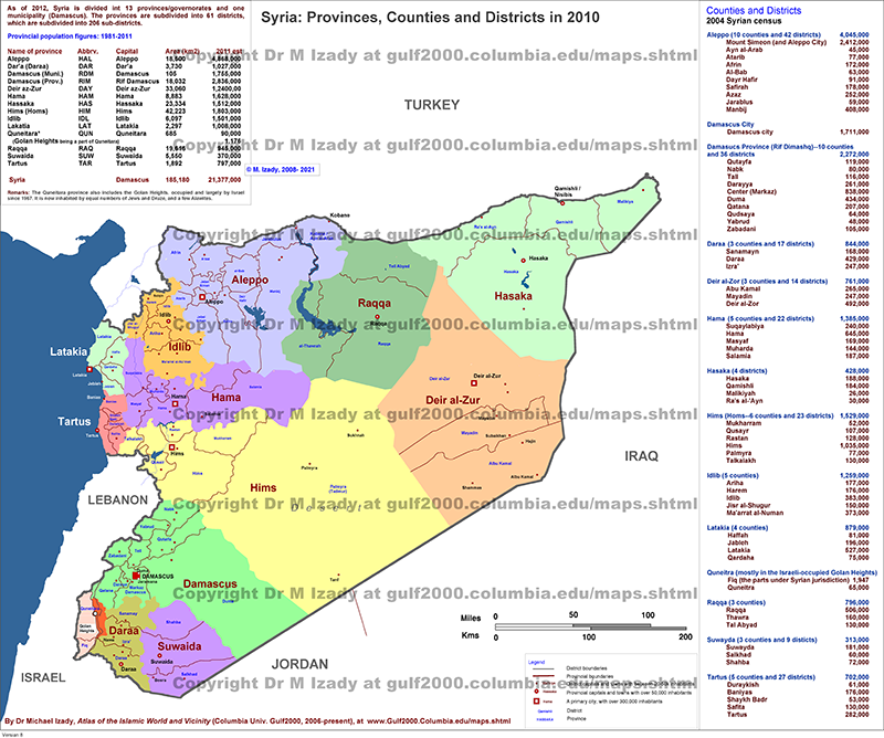 Provinces and Counties of Syria, 2010