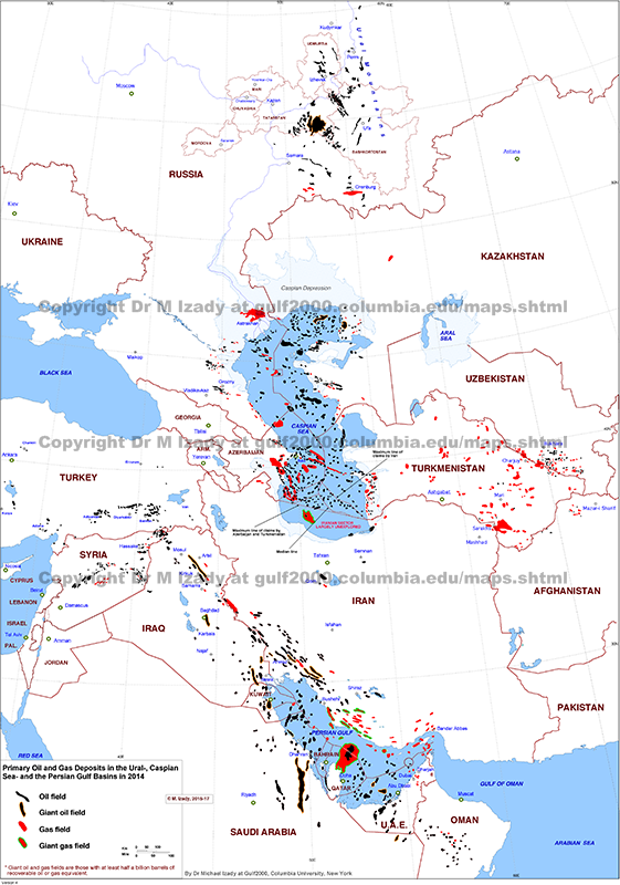 Primary Oil and Gas Deposits in the Urals, Caspian Sea and the Persian Gulf Basins